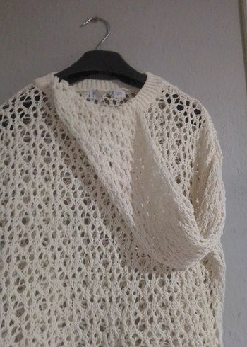 Bohem Tarz Örgü Kadın Beyaz Kazak - Görsel 3