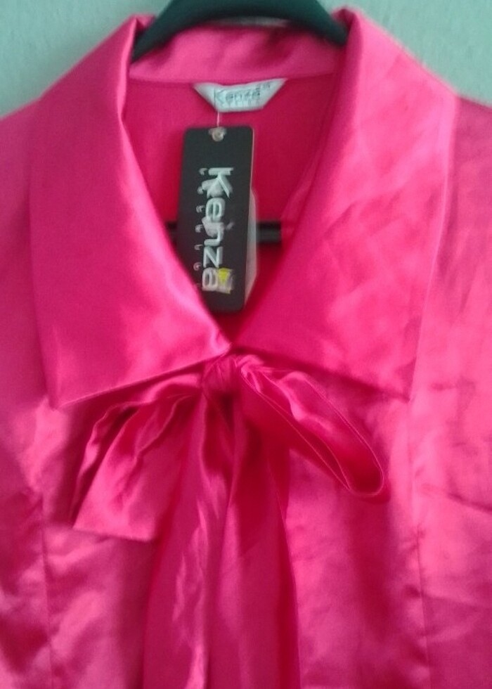 Bağlamalı saten gömlek  - Görsel 2