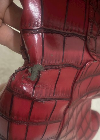 Kırmızı bordo parlak gibi Detaylı Kadın Dizüstü Deri Çizme - Görsel 10