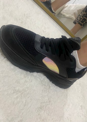 Siyah Bağcıklı Kadın Spor Ayakkabı - Görsel 4