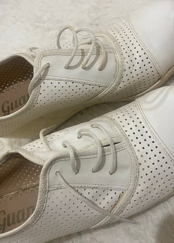 Beyaz Dolgu Topuklu Bağcıklı Kadın Ayakkabı - Görsel 4