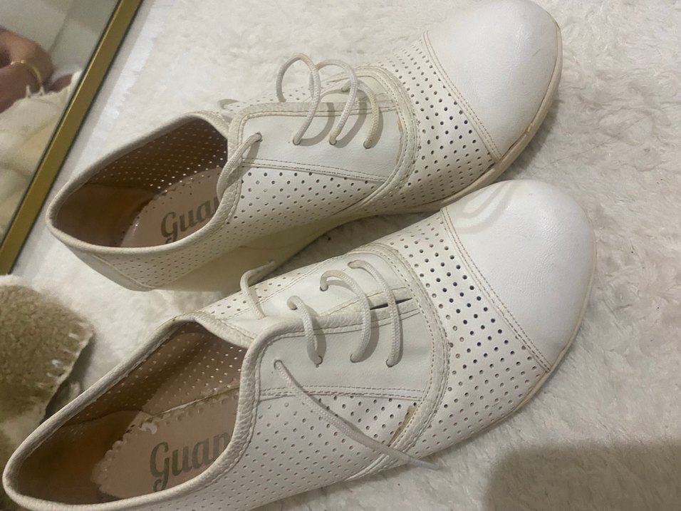 Beyaz Dolgu Topuklu Bağcıklı Kadın Ayakkabı - Görsel 4