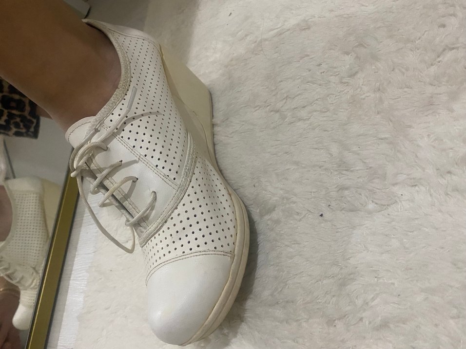 Beyaz Dolgu Topuklu Bağcıklı Kadın Ayakkabı - Görsel 3