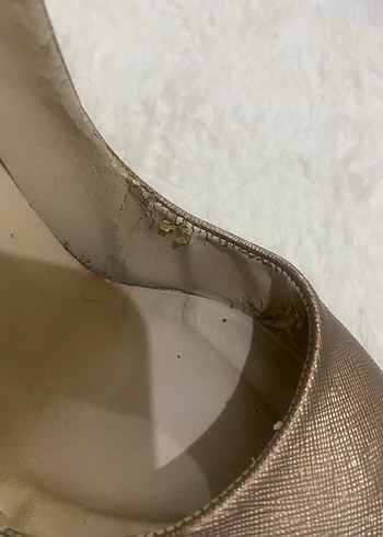 Bej altın Deri Stiletto Kadın Topuklu Ayakkabı - Görsel 6