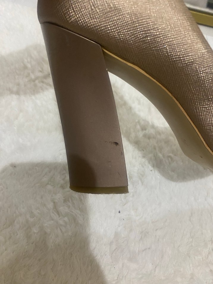 Bej altın Deri Stiletto Kadın Topuklu Ayakkabı - Görsel 5