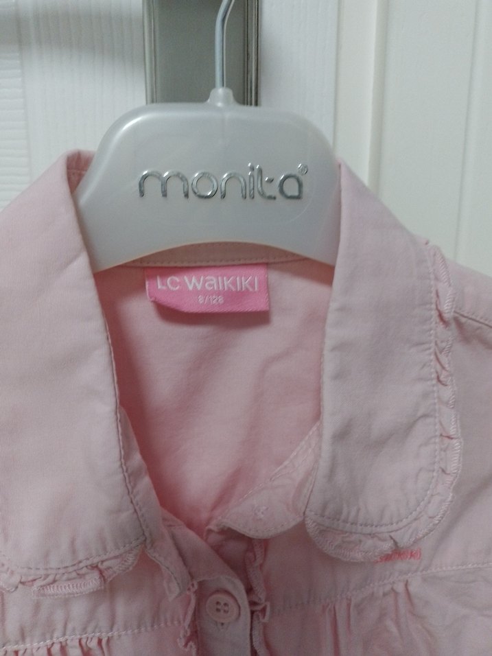 Düğmeli Pembe Keten Kadın Gömlek - Görsel 3