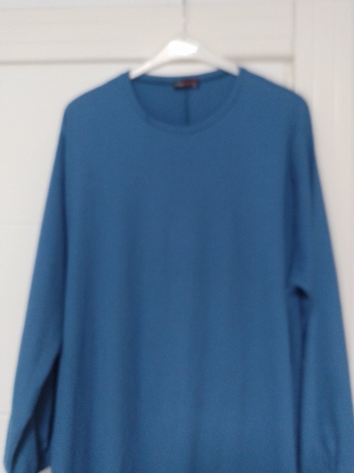 Mavi Uzun Keten Elbise - Görsel 2