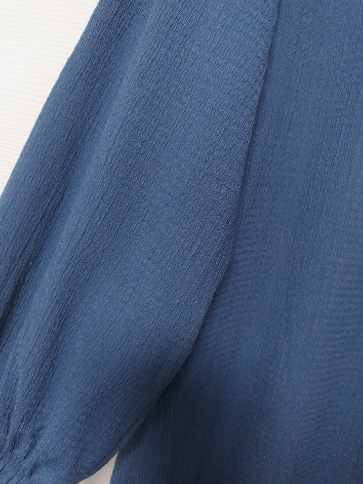 Mavi Uzun Keten Elbise - Görsel 4