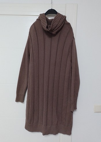 Örgü Kahverengi Midi Kadın Hırka - Görsel 3