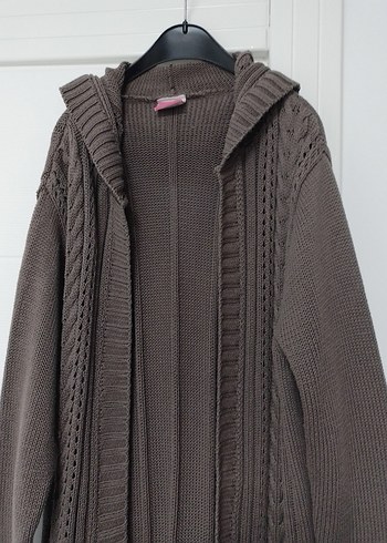 Örgü Kahverengi Midi Kadın Hırka - Görsel 2