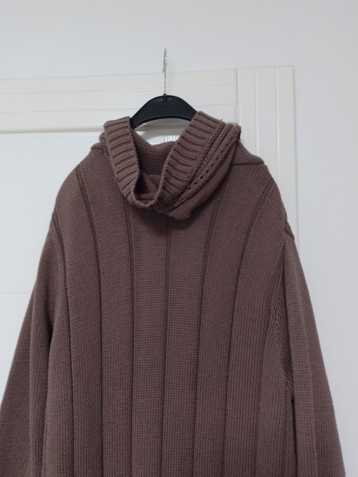 Örgü Kahverengi Midi Kadın Hırka - Görsel 4