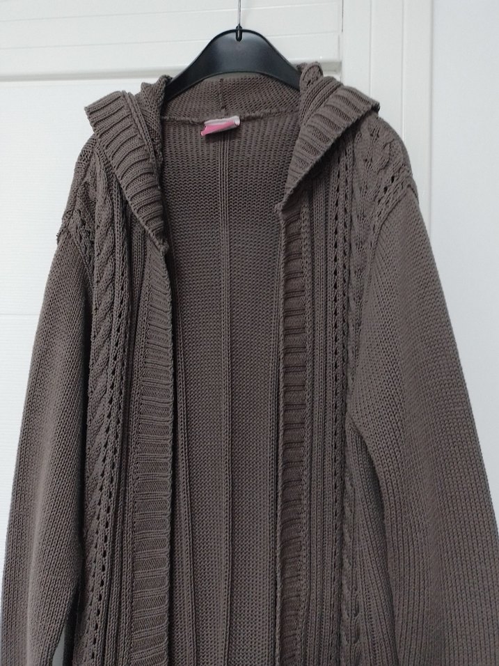 Örgü Kahverengi Midi Kadın Hırka - Görsel 2