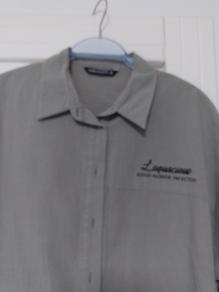 Kadın Keten Gömlek, Düğmeli, Uzun Kol, Haki - Görsel 4