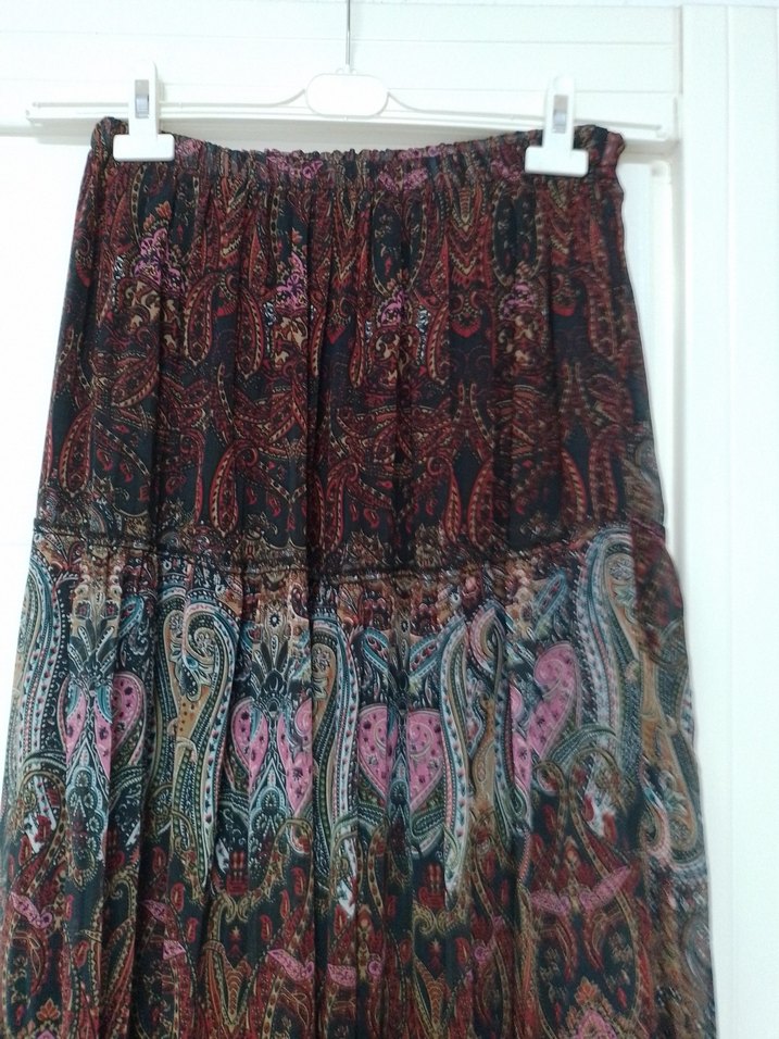 Çok Renkli Piliseli Uzun Bohem Etek - Görsel 2