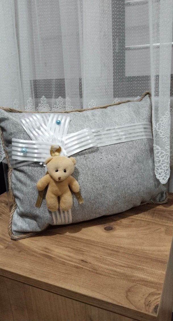 Nakışlı Gri Modern çocuk takı yastığı (mevlüt) - Görsel 2