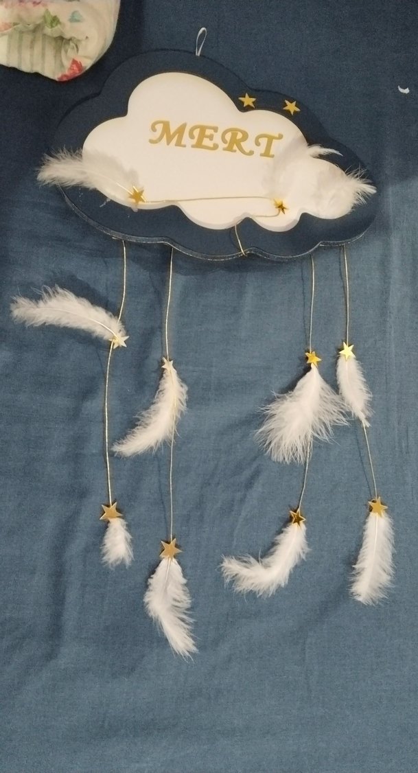 Mavi Nakışlı Denim Bebek Duvar Süsü - Görsel 2