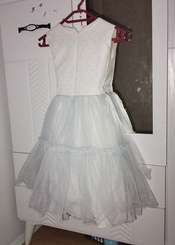 Kolsuz Beyaz Kız Çocuk Elbise 10 yaş - Görsel 3