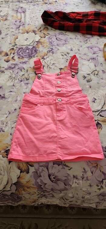 Pembe kot elbise 
