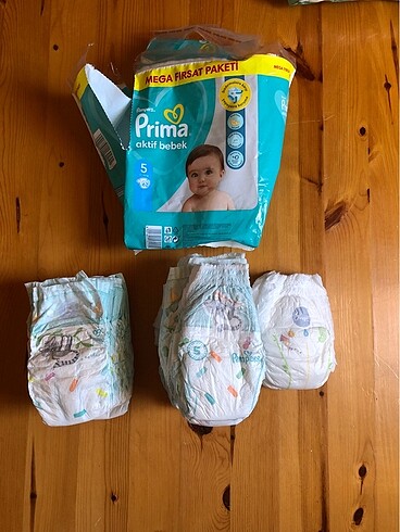 Prima pampers toplam 27 adet bez