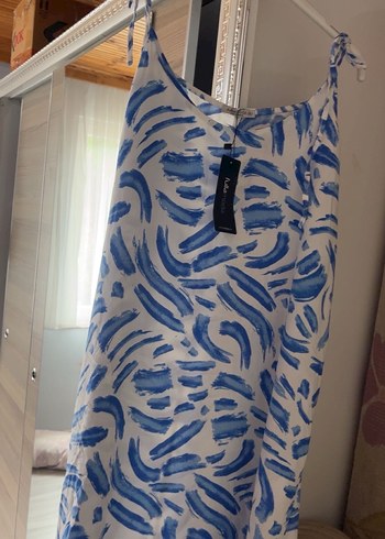 s Beden Mavi Batik Desenli Hamile ve Emzirme Geceliği