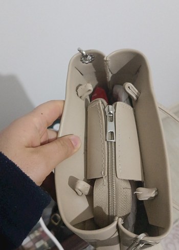 Bej Deri Minimalist Kadın Çanta - Görsel 3