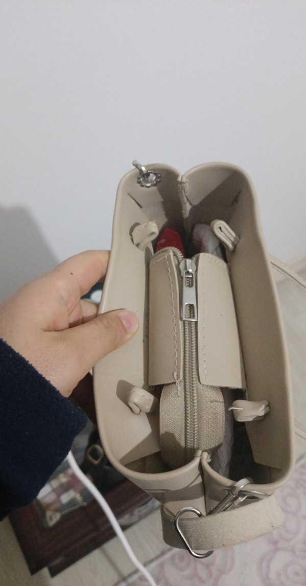 Bej Deri Minimalist Kadın Çanta - Görsel 3