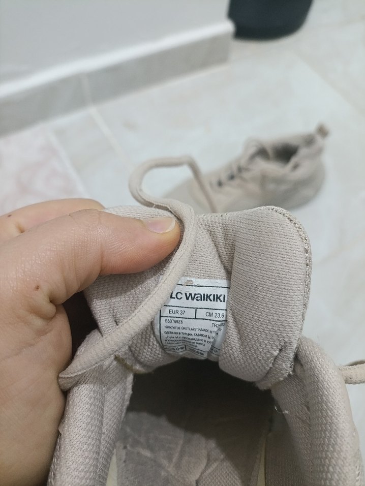 Bej Bağcıklı Kadın Spor Ayakkabı - Görsel 3