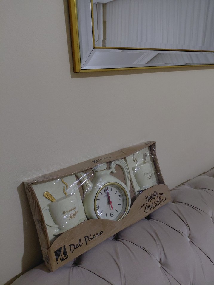 Beyaz Çaydanlık Tasarımlı Mutfak Duvar Saati - Görsel 2