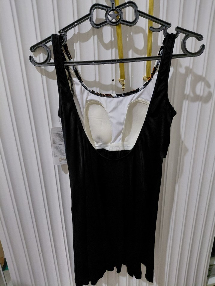 Baskılı Siyah Kemerli Uzun Mayo - Görsel 2