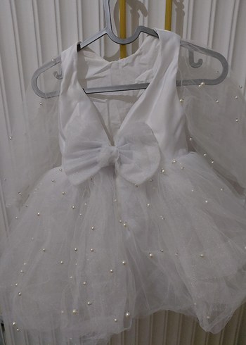 İnci Detaylı Beyaz Kız Çocuk Elbisesi - Görsel 2