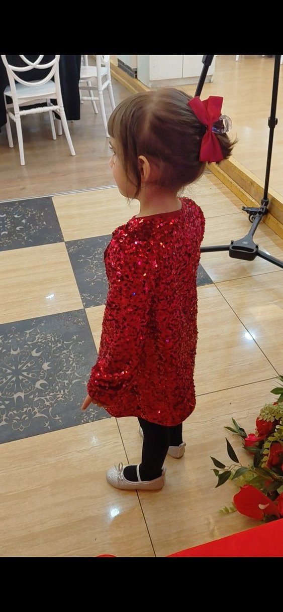 Kız Çocuk Parlak Bordo Payetli Elbise - Görsel 3