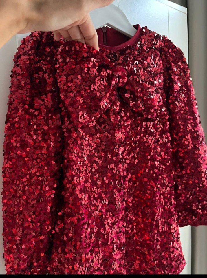 Kız Çocuk Parlak Bordo Payetli Elbise - Görsel 2