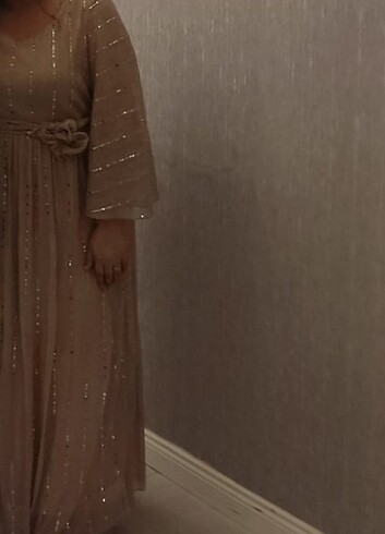 Pullu şık hamile abiye elbise - Görsel 5