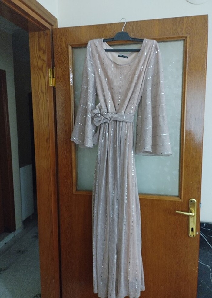 Pullu şık hamile abiye elbise - Görsel 2