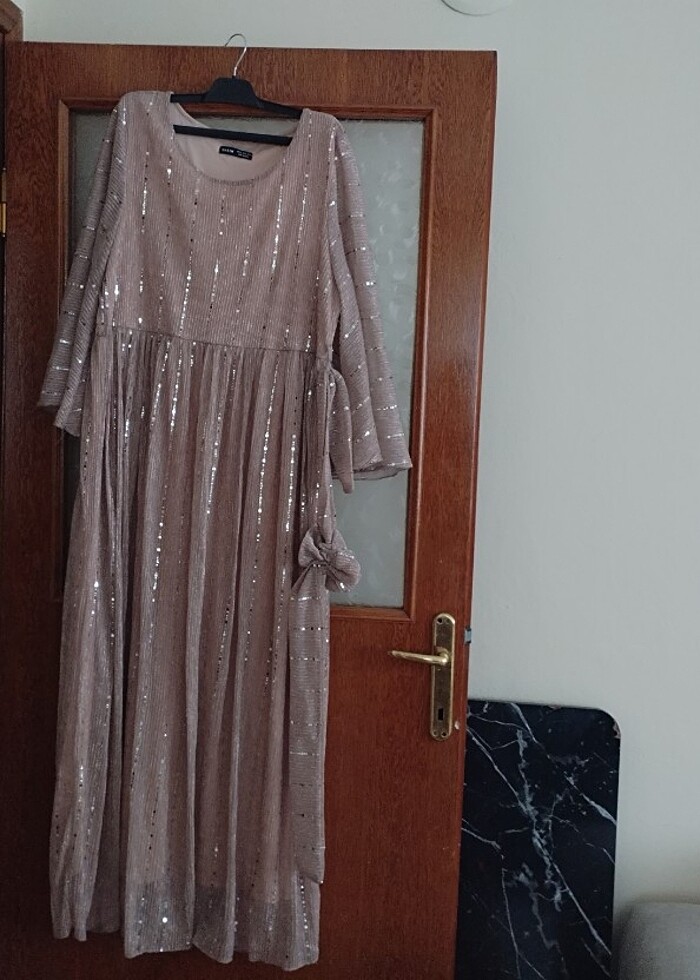 Pullu şık hamile abiye elbise - Görsel 3