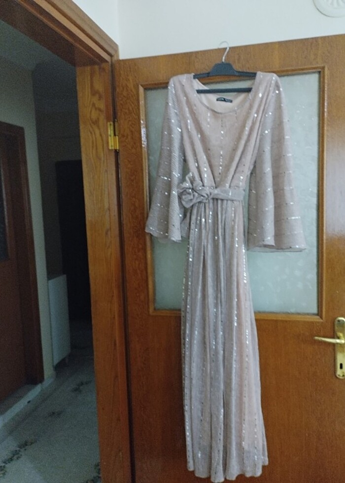 Pullu şık hamile abiye elbise - Görsel 4