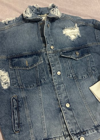 Dilvin Düğmeli mavi Mavi Denim Ceket