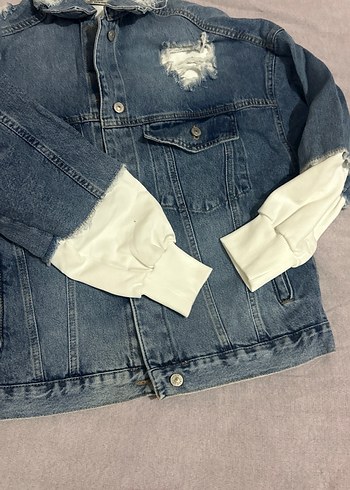 36 Beden Düğmeli mavi Mavi Denim Ceket