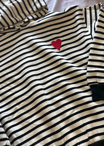 m Beden Düğmeli Çizgili Pamuklu Kadın Sweatshirt