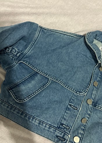 Diğer Düğmeli Mavi Denim Kadın Ceket