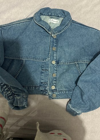Düğmeli Mavi Denim Kadın Ceket