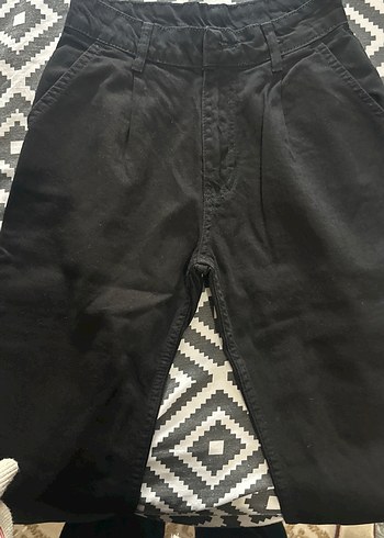 Düğmeli Siyah Loose Fit Kadın Kot Pantolon