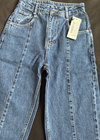 Kadın Mavi Denim Midi Boy Rahat Kesim Jean