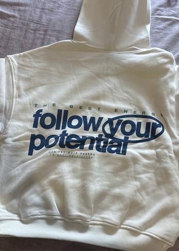 s Beden Beyaz Kapüşonlu Sweatshirt, Rahat Kesim