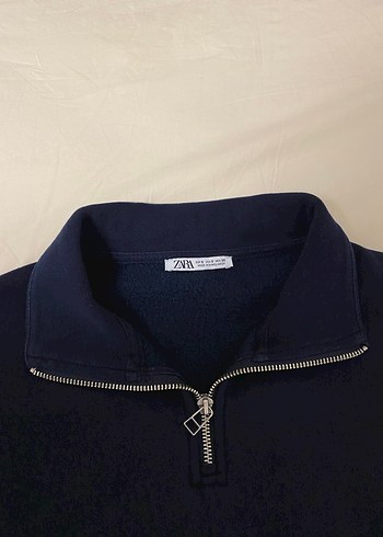 Fermuarlı Yarım Balıkçı Mavi Sweatshirt - Görsel 3