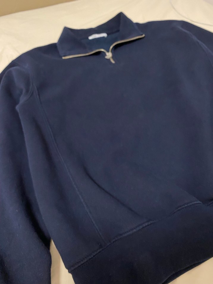 Fermuarlı Yarım Balıkçı Mavi Sweatshirt - Görsel 2