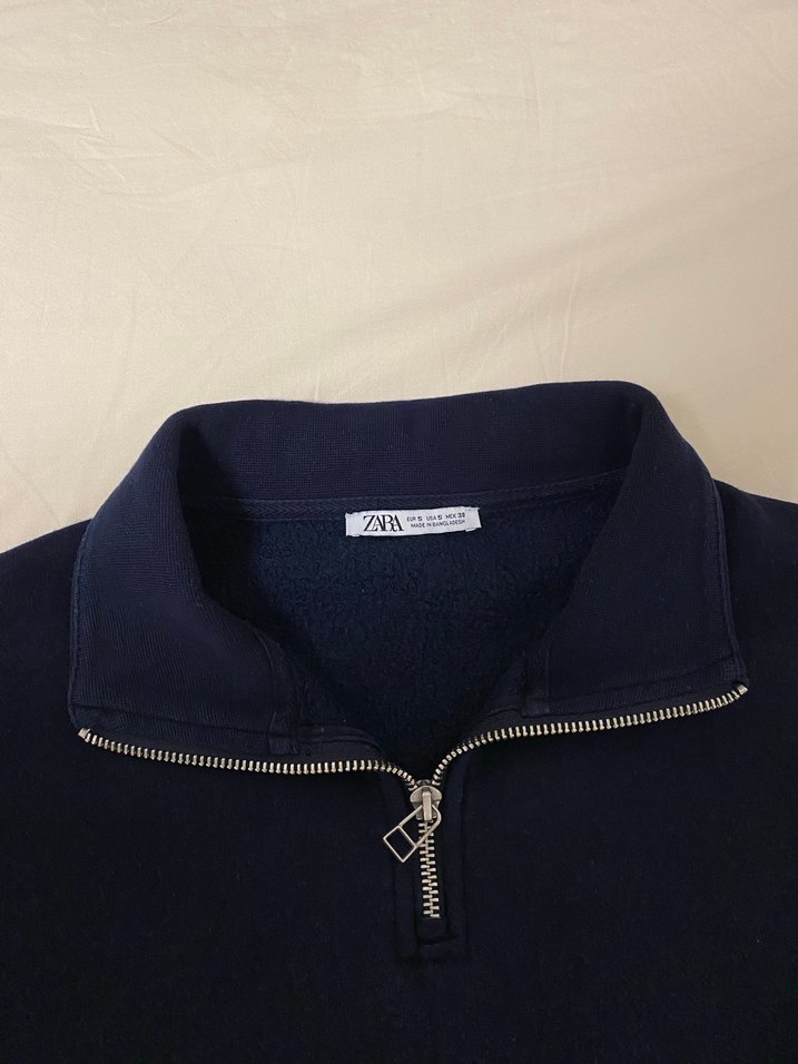 Fermuarlı Yarım Balıkçı Mavi Sweatshirt - Görsel 3