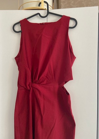 Zara Zara Bordo Drapeli Uzun Kadın Elbise