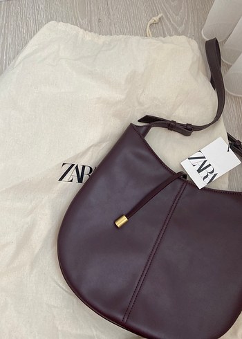 Zara Burgundy Deri Minimalist Kadın Çanta