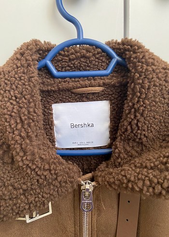 l Beden Bershka Kahverengi Süet Kürklü Kadın Bomber Mont